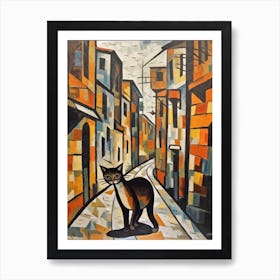 Painting Of Florence With A Cat In The Style Of Cubism, Picasso Style 2 Art Print