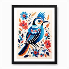 Scandinavian Bird Illustration Blue Jay 2 Art Print