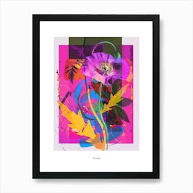 Poppy 1 Neon Flower Collage Poster Art Print