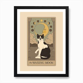 The Waxing Moon   Cats Tarot Art Print