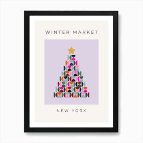 Winter Market | 04 - Christmas Tree Purple Art Print