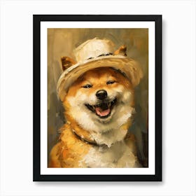 Oil Painting Smiling Shiba Inu 3 Art Print