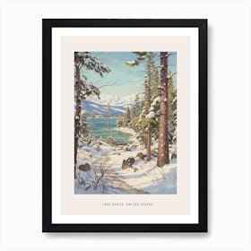 Vintage Winter Poster Lake Tahoe Usa 2 Art Print