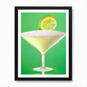 Key Lime Pie MCocktail Poster artini Pointillism Cocktail Poster Art Print