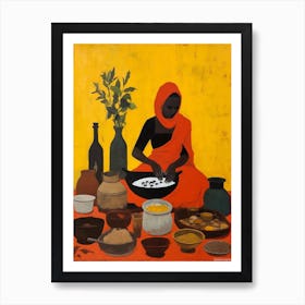 African Cuisine Matisse Inspired Illustration6 Art Print