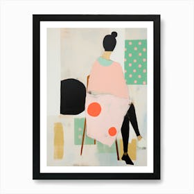 Woman Sitting in Chair. Abstract Painting Art Print