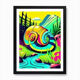 Snail By Freshwater Stream Pop Art Art Print