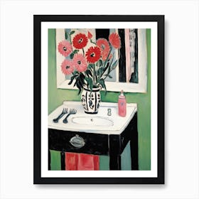 Bathroom Vanity Painting With A Gerbera Bouquet 4 Art Print