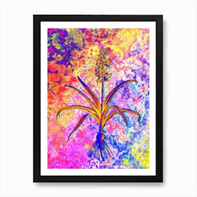 Scilla Patula Botanical in Acid Neon Pink Green and Blue n.0300 Art Print
