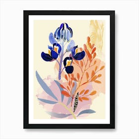 Colourful Flower Illustration Bluebonnet 8 Art Print