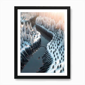 Penguins In The Snow 1 Art Print