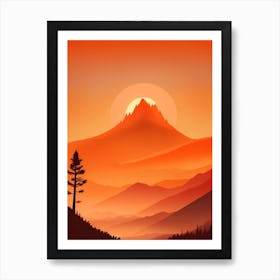 Misty Mountains Vertical Composition In Orange Tone 185 Art Print