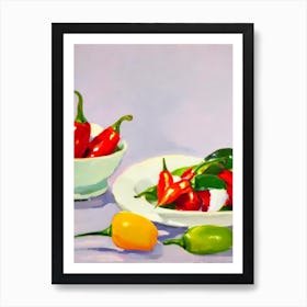 Thai Chili Pepper Tablescape vegetable Art Print