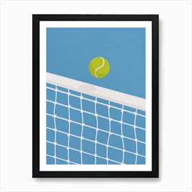 Vintage minimal art Tennis Ball Hitting Net Art Print