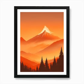 Misty Mountains Vertical Composition In Orange Tone 80 Art Print