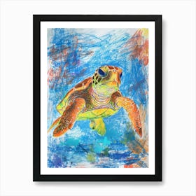 Rainbow Turtle Scribble Crayon Drawing 9 Art Print