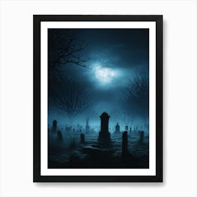 Graveyard At Night 31 Art Print