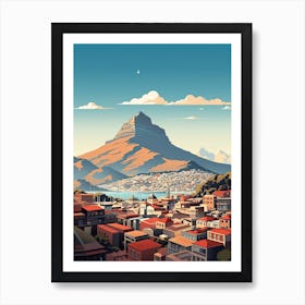 Cape Town, South Africa, Flat Illustration 4 Art Print