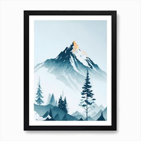 Mountain And Forest In Minimalist Watercolor Vertical Composition 361 Art Print