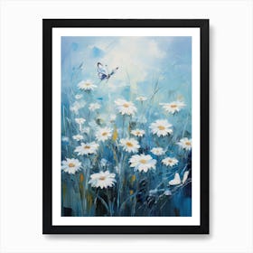 Daisies And Butterflies 2 Art Print