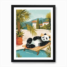 Giant Panda Relaxing In A Hot Spring Storybook Illustration 1 Art Print