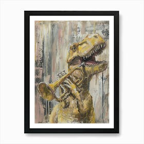 Graffiti Pastel Painting Dinosaur Playing Trumpet 2 Poster