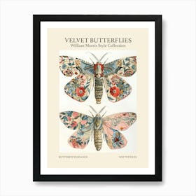 Velvet Butterflies Collection Butterfly Elegance William Morris Style 2 Art Print