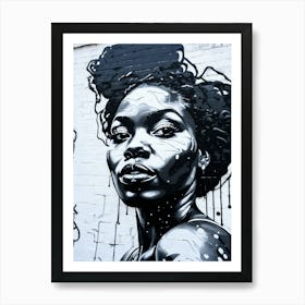 Graffiti Mural Of Beautiful Black Woman 238 Art Print