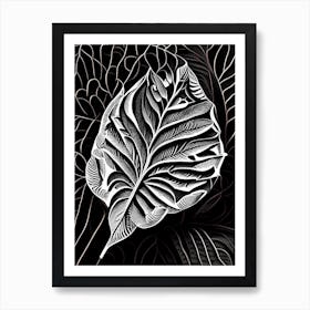 Carob Leaf Linocut 1 Art Print