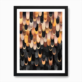 Feathered in Copper & Black Art Print