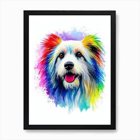 Polish Lowland Sheepdog Rainbow Oil Painting Dog Art Print