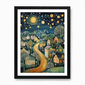 Gustav Klimt Print Night Town Stars Moon Poster Klimt Exhibition Poster Painting Flower Garden Full Art Print