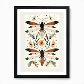 Colourful Insect Illustration Wasp 1 Art Print