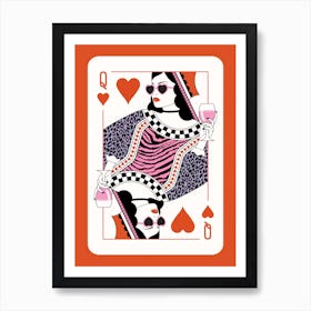 Queen Of Hearts Red - Pink Champaign Art Print