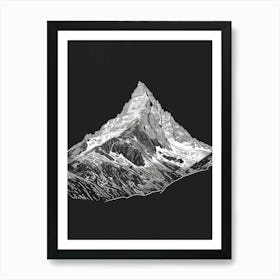 Goat Fell Mountain Line Drawing 3 Art Print