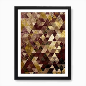 Abstract Geometric Triangle Pattern with Gold Foil n.0004 Art Print