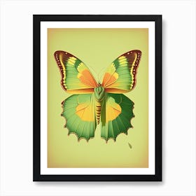 Brimstone Butterfly Retro Illustration 1 Art Print