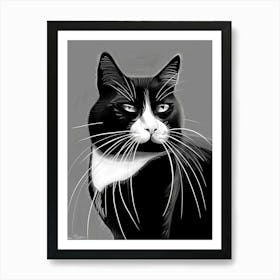 Black And White Cat 9 Art Print