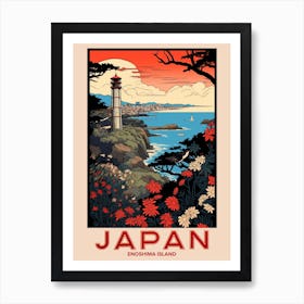 Enoshima Island, Visit Japan Vintage Travel Art 3 Art Print