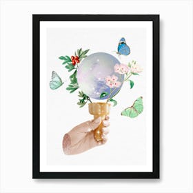 Hand Holding A Flower 5 Art Print