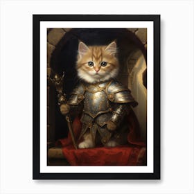Cute Cat In Medieval Armour 2 Art Print
