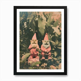 Retro Photo Of Gnomes In The Garden 3 Art Print