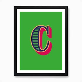 Decorative Letter C Vintage Typography Green Art Print