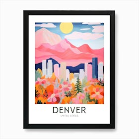 Denver, United States Maximalist Travel Poster Vibrant Colour  Art Print