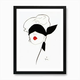 Blindfolded Woman, Vintage Fashion Art Art Print