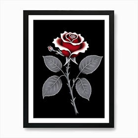 Rose On A Black Background Art Print