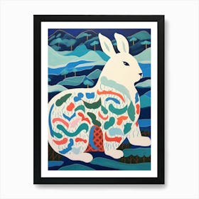 Maximalist Animal Painting Arctic Hare 2 Art Print