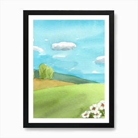 Watercolor Of A Field waterclor Art Print
