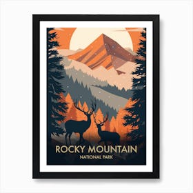 Rocky Mountain National Park Print, Rocky Mountain Colorado Fly-fishing  Poster, Colorado Vintage Style Travel Art