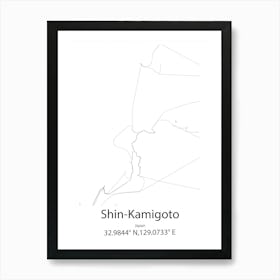 Shin Kamigoto,Japan Minimalist Map Póster